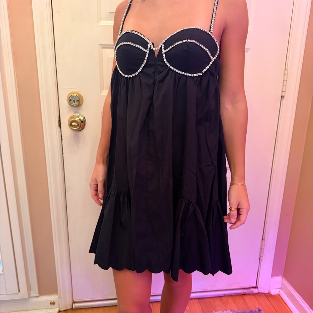 Black Dress with Rhinestone Straps